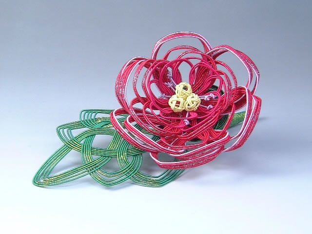 京水引で作った花の和風髪飾り かんざし 牡丹 京水引で作った花の和風髪飾り かんざし 牡丹